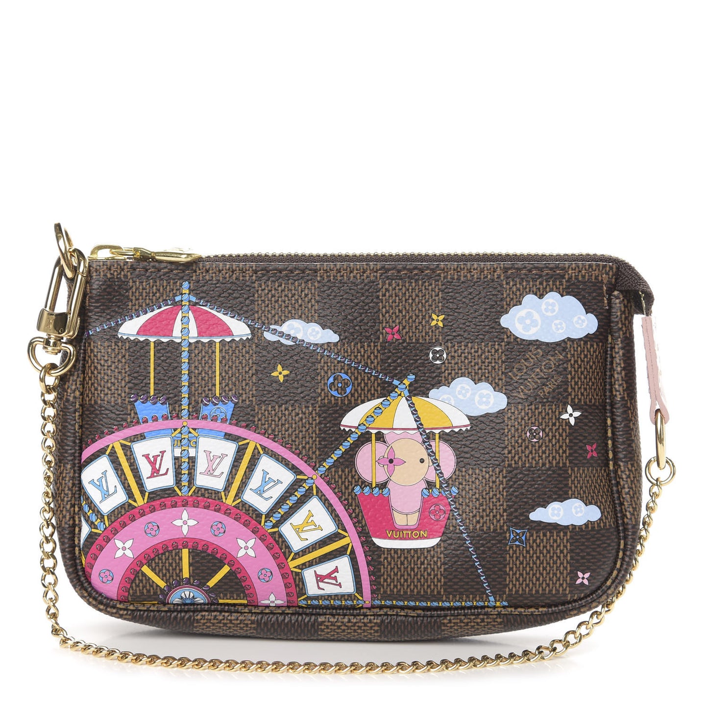 Damier Ebene 2020 Christmas Animation Big Wheel Mini Pochette Accessories Rose Ballerine