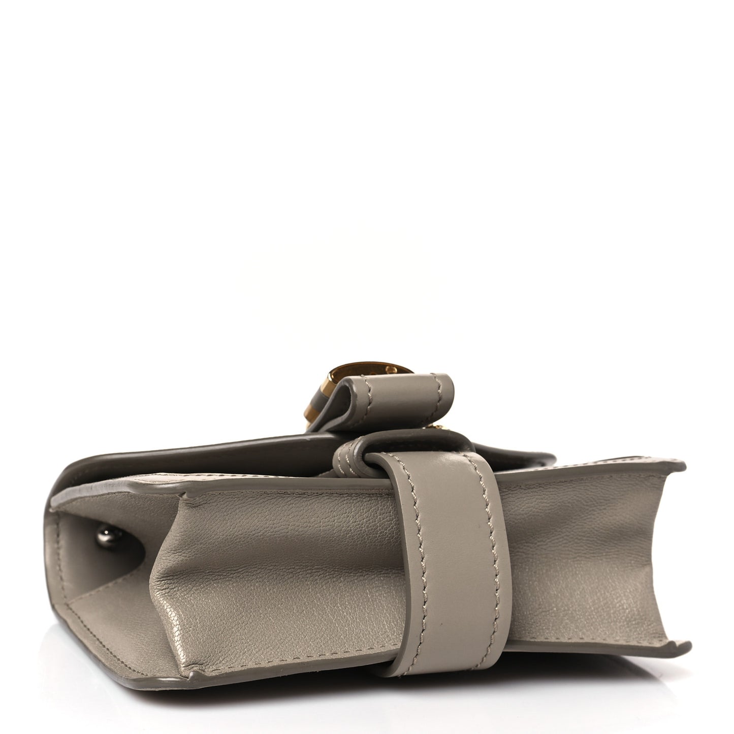 Shiny Goatskin Calfskin Mini Aby Chain Shoulder Bag Motty Grey