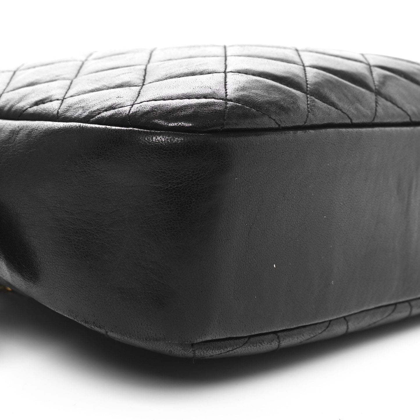 Lambskin Quilted Medium Camera Case Black