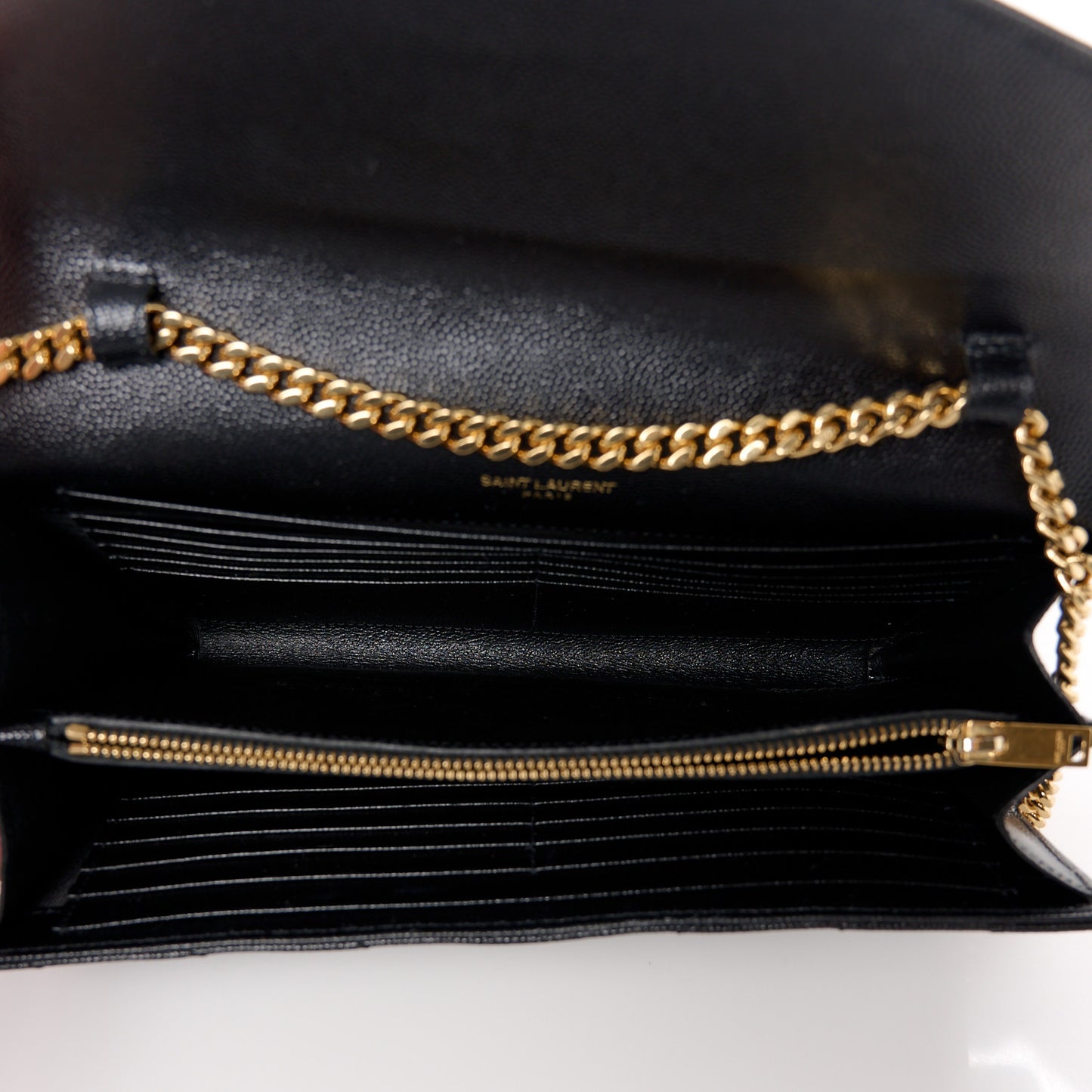 Grain De Poudre Matelasse Chevron Monogram Chain Wallet Black
