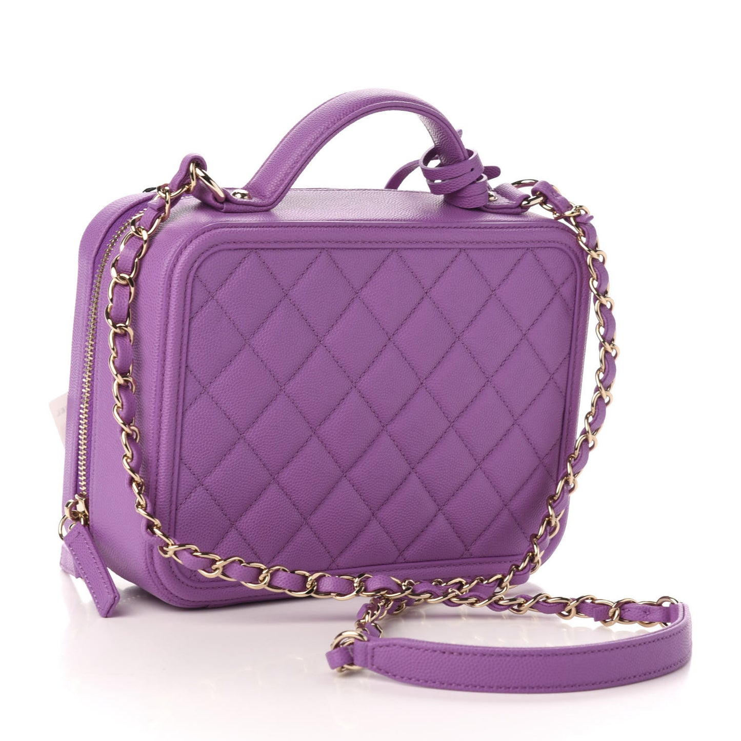 Caviar Quilted Medium CC Filigree Vanity Case Purple