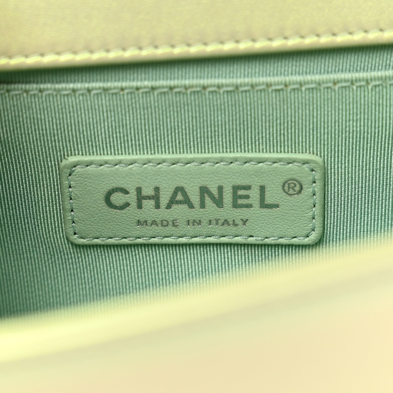 Chanel Iridescent Lambskin Chevron Quilted Medium Boy Flap Green 6 of 13