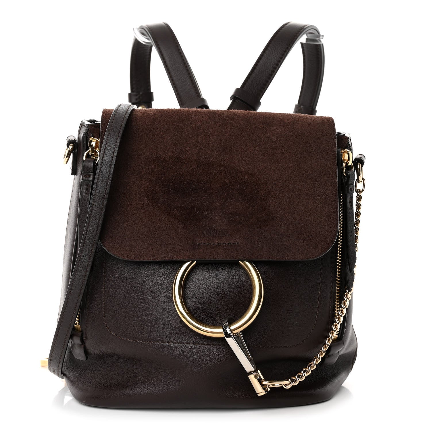 Chloe Suede Calfskin Medium Faye Backpack Dark Brown 1 of 10
