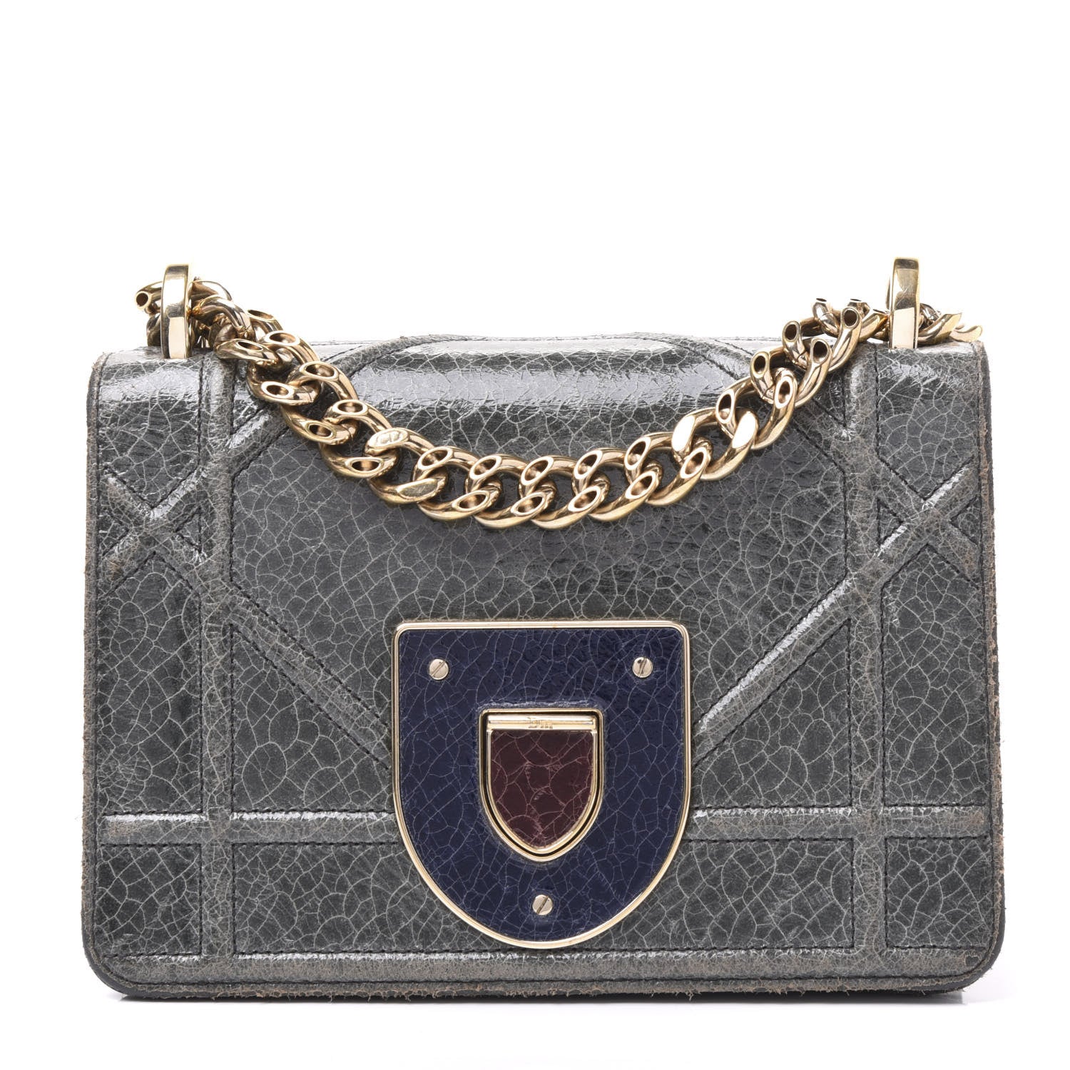 Christian Dior Ceramic Effect Deerskin Diorama Club Bag Dark Grey