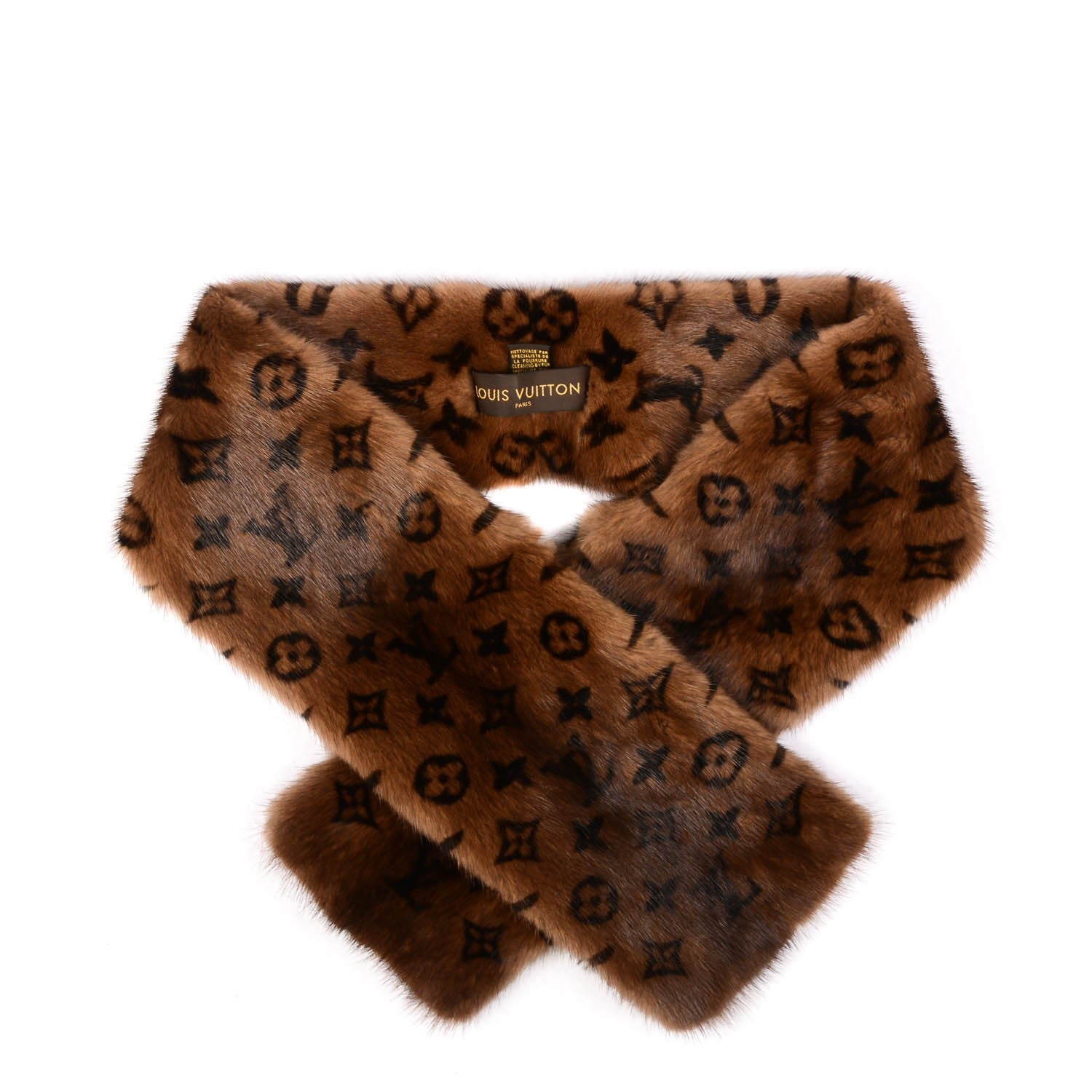 Louis Vuitton Monogram Mink Fur Scarf Stole Wrap 582893  Tan fur Louis Vuitton scarf display picture 1