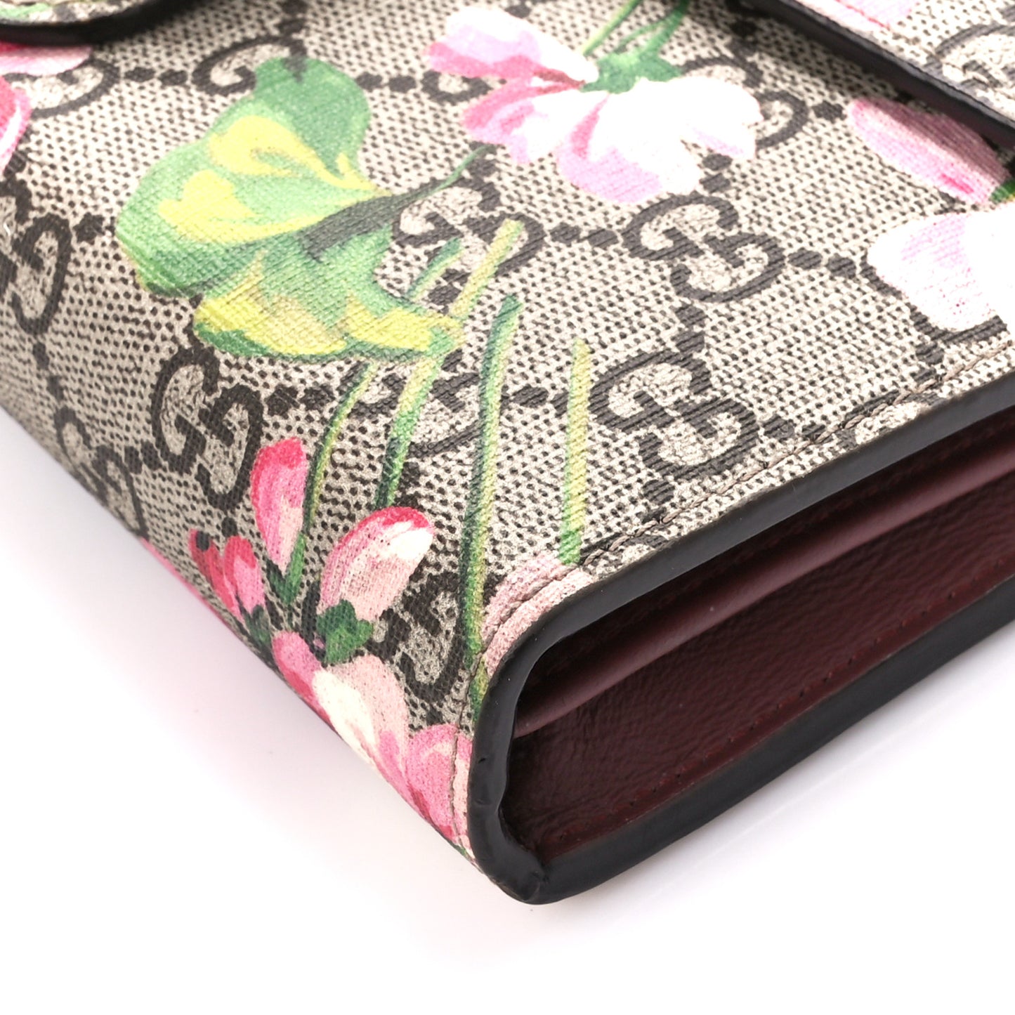 GG Supreme Monogram Blooms Mini Dionysus Chain Wallet Beige Multicolor Dry Rose
