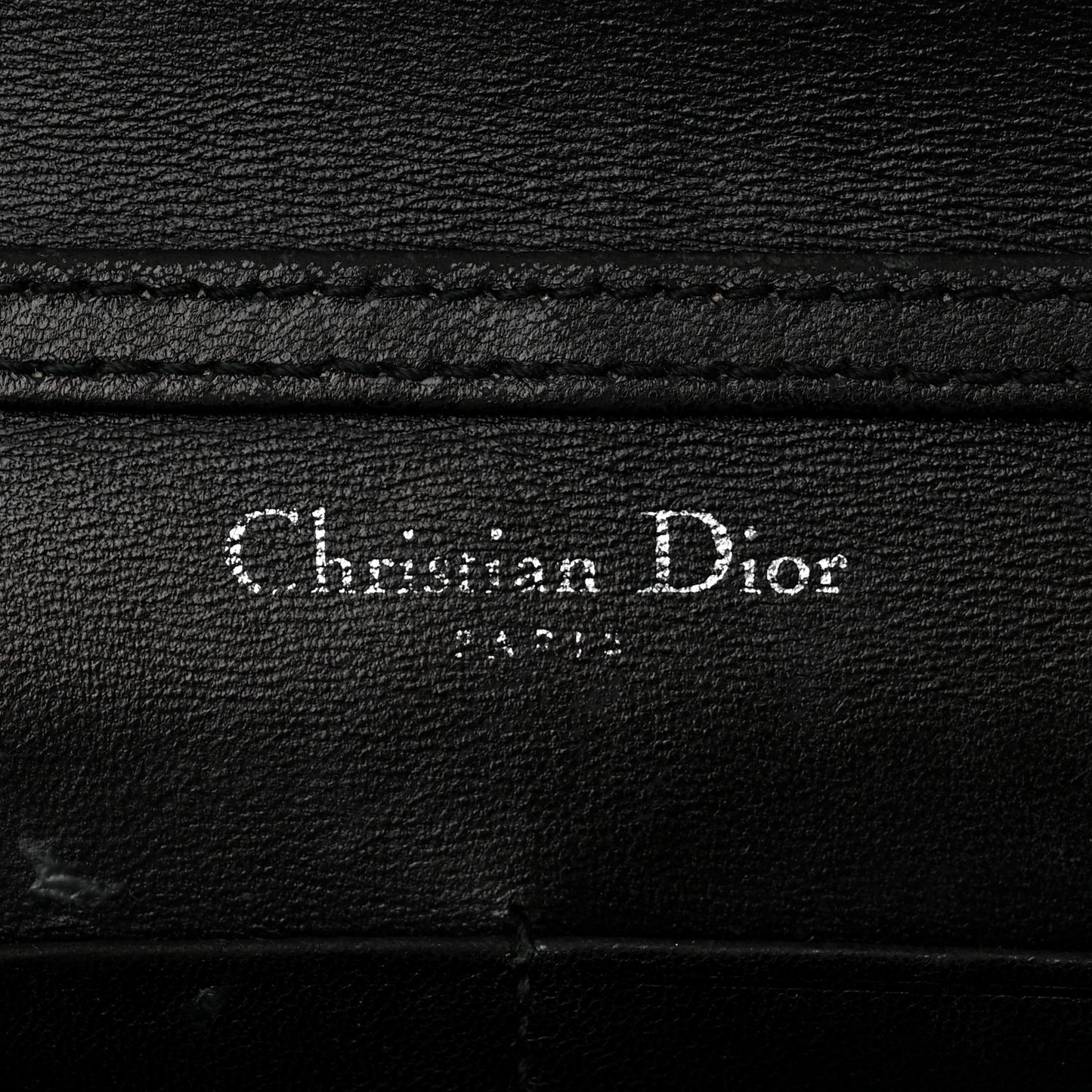 Grained Calfskin Diorama Wallet on Chain Pouch Black