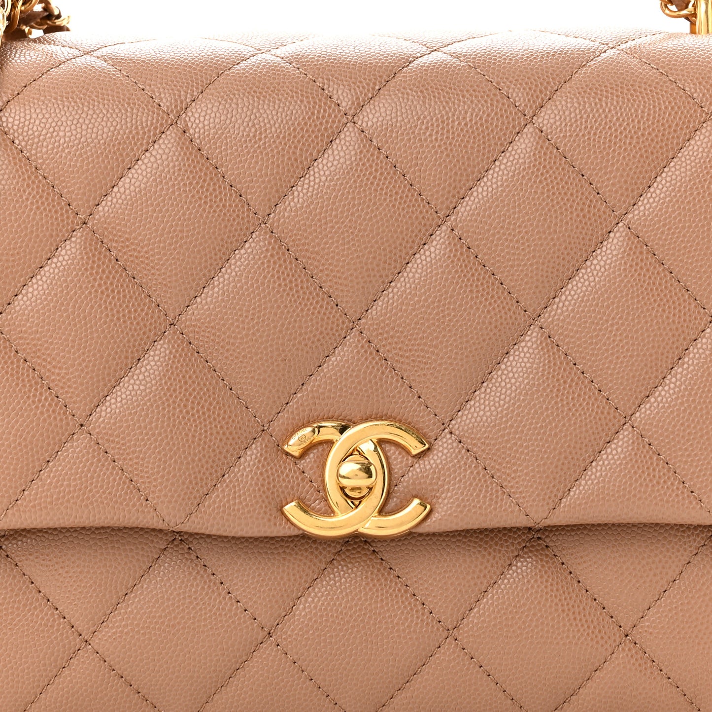 Caviar Quilted Coco First Flap Beige