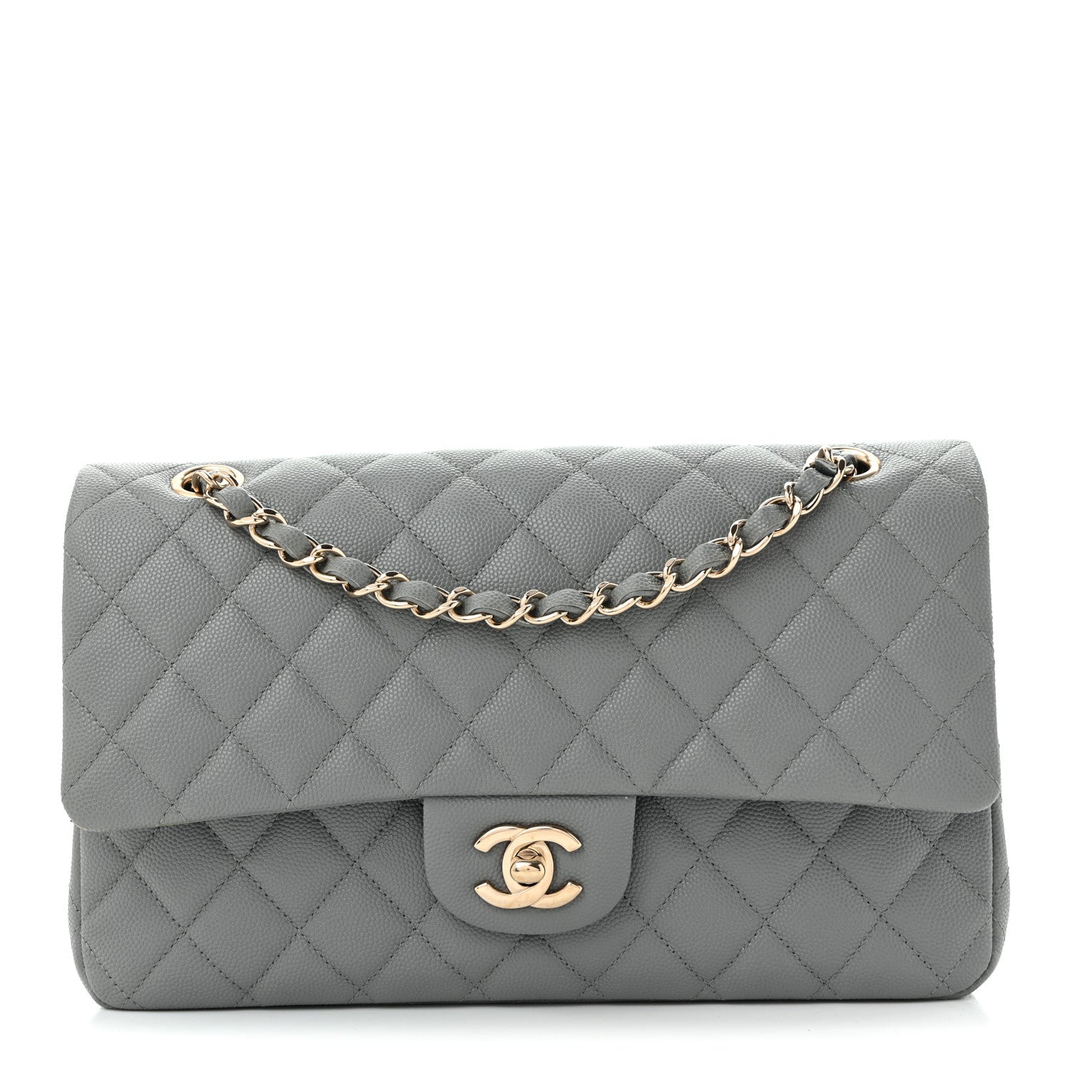 Chanel Caviar Quilted Medium Double Flap Grey 1889912 – FASHIONPHILE