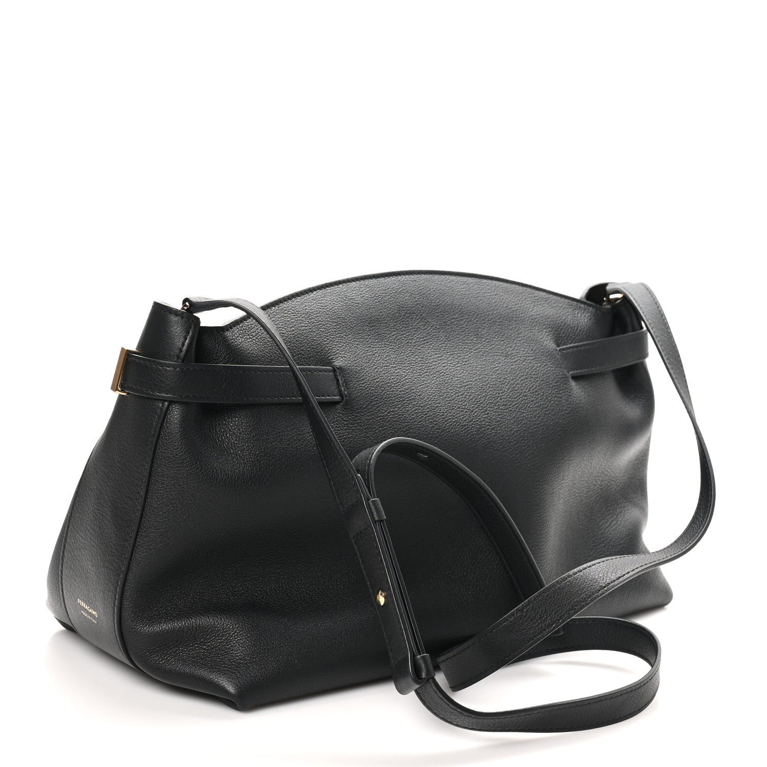 Salvatore Ferragamo Calfskin Large Hug Pouch Black 3 of 10