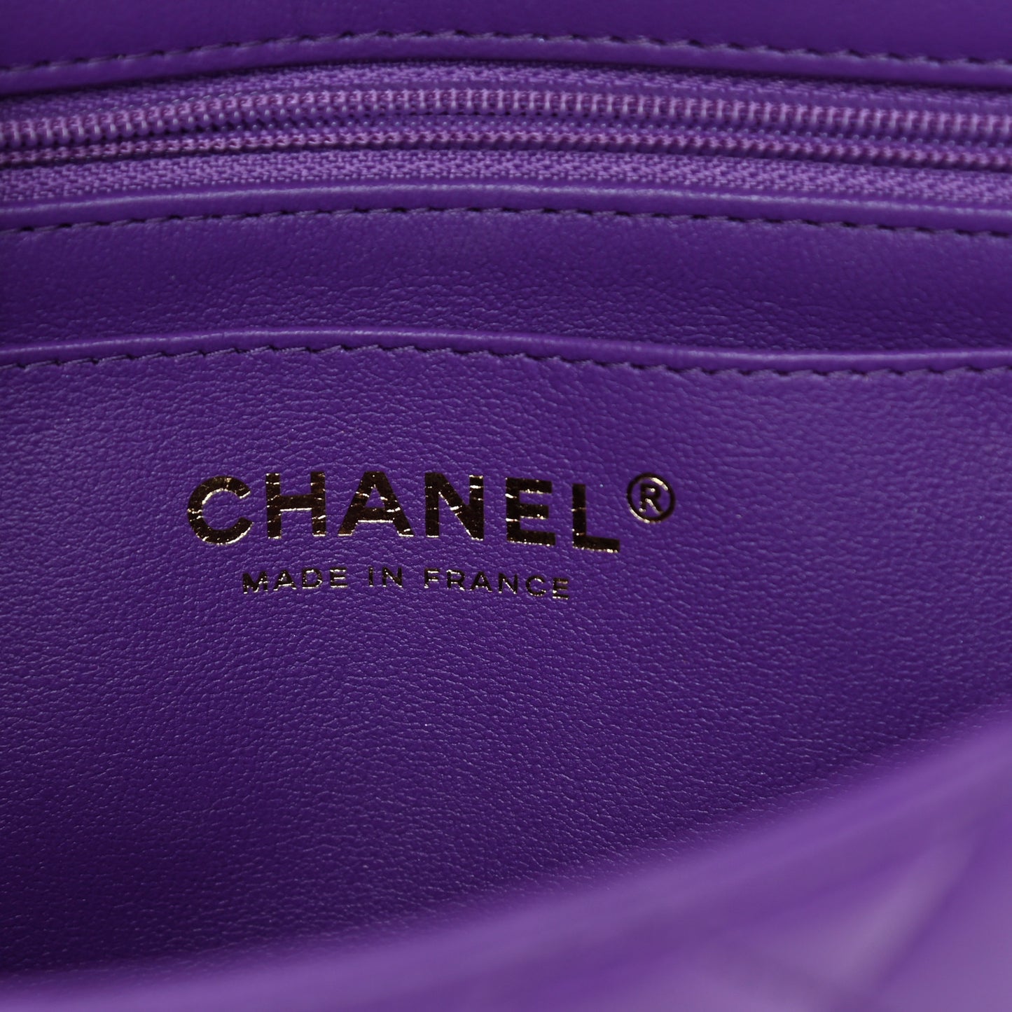 Lambskin Quilted Mini Top Handle Rectangular Flap Dark Purple