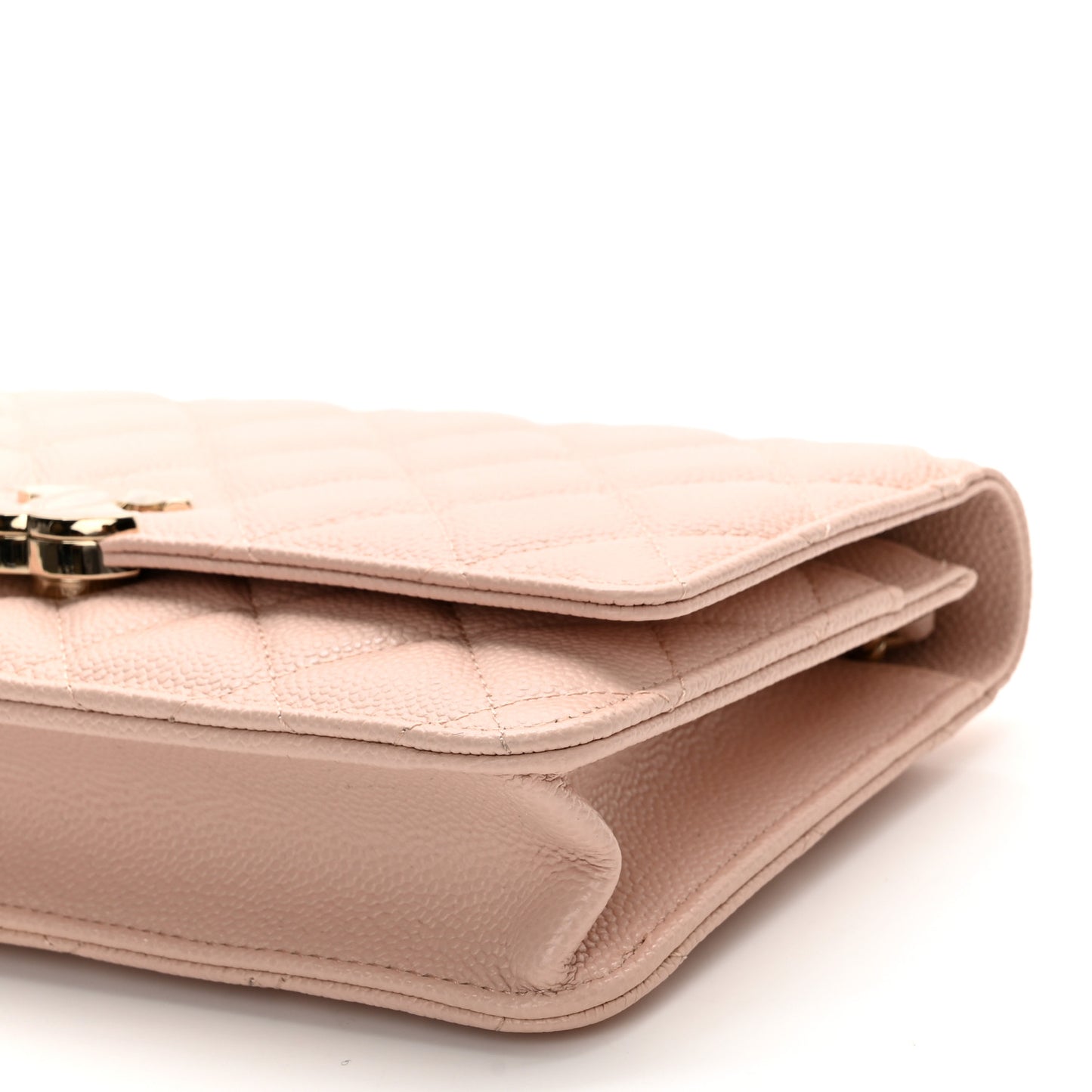 Caviar Quilted Enamel Wallet on Chain WOC Light Pink