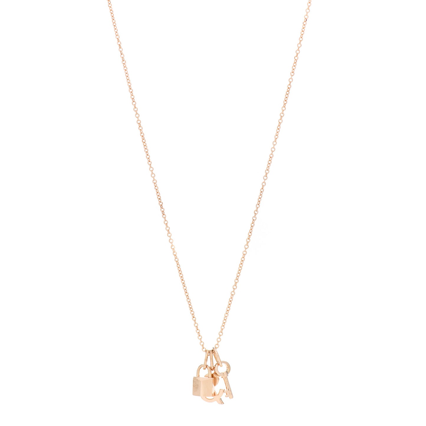 18K Rose Gold Lock and Key Pendant Necklace