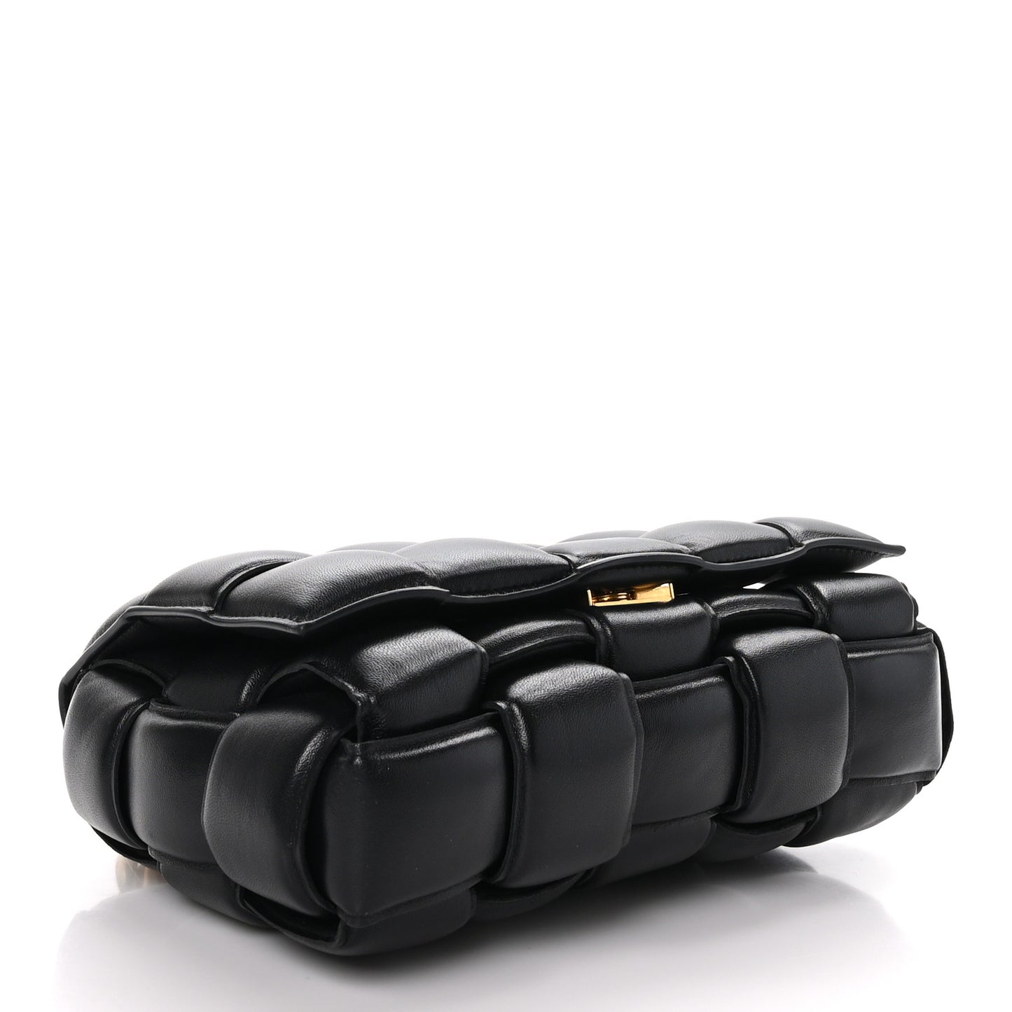 Lambskin Maxi Intreccio Padded Chain Cassette Crossbody Bag Black