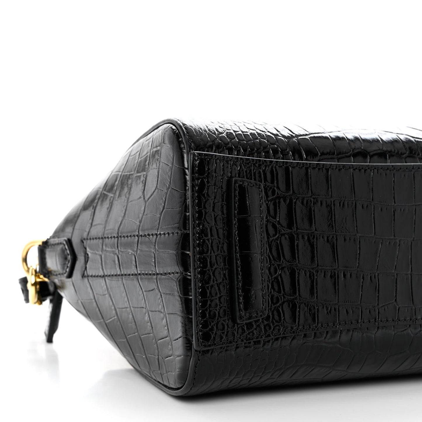 Calfskin Crocodile Embossed Mini Antigona Black