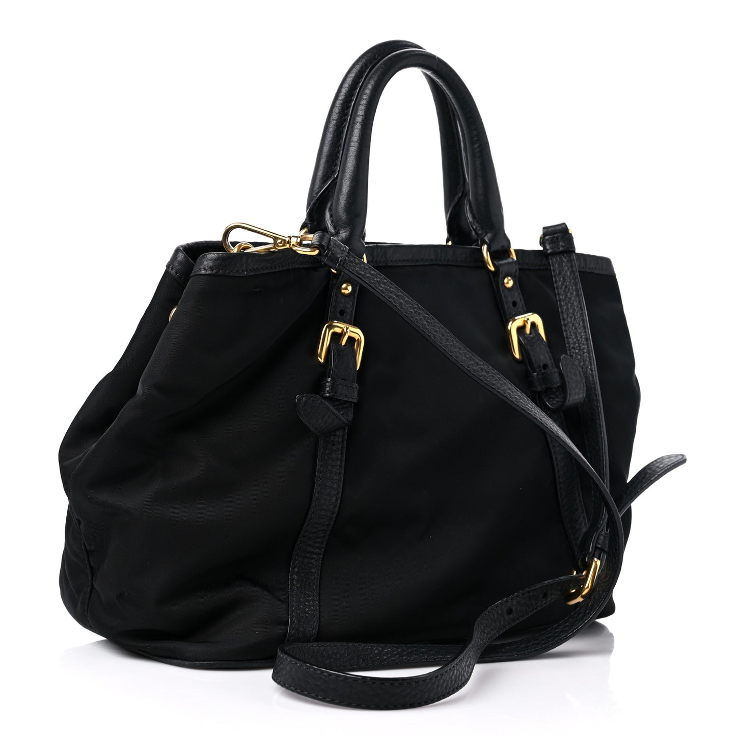 Tessuto Nylon Vitello Daino Tote Black
