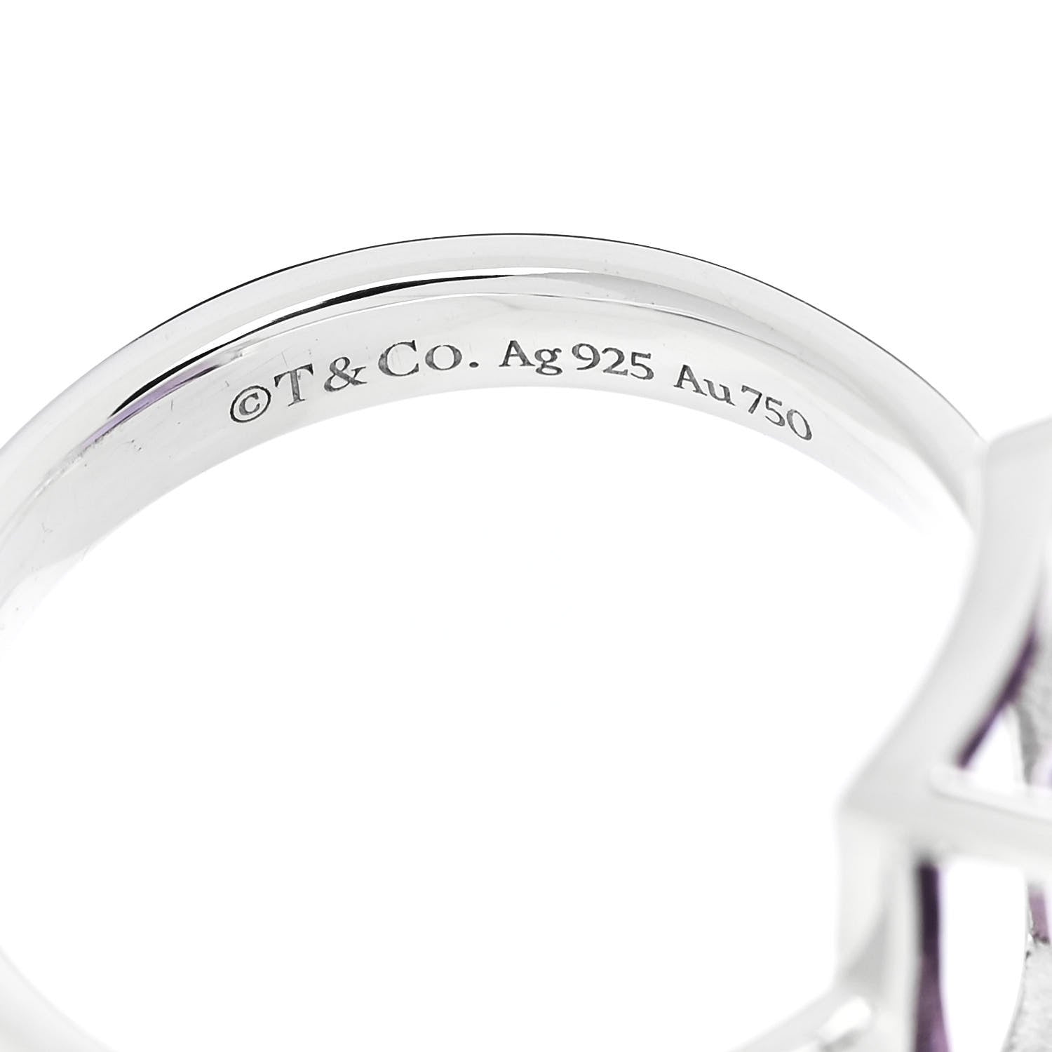 Tiffany Sterling Silver 18K Rose Gold Amethyst Return to Tiffany Love Bugs Butterfly Ring 54 7 5 of 7