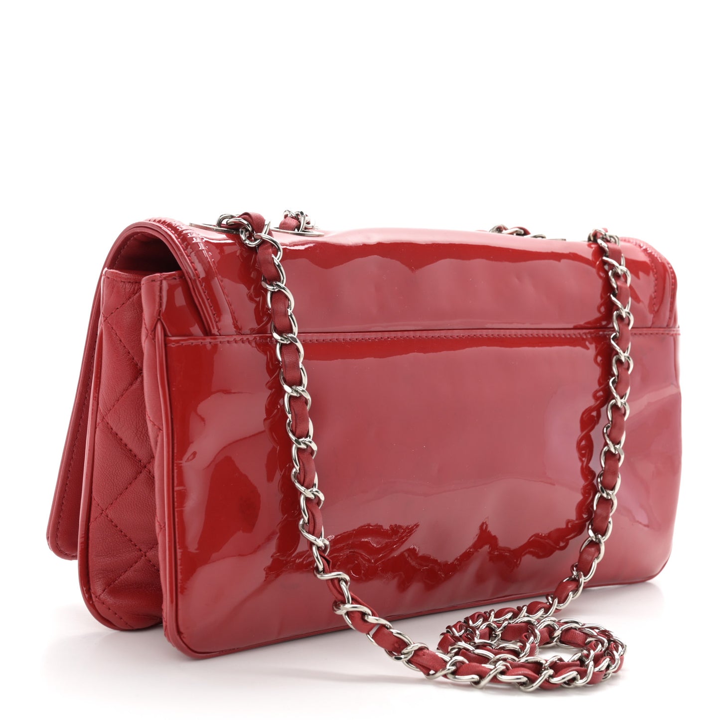 Patent Lipstick Wallet on Chain Red