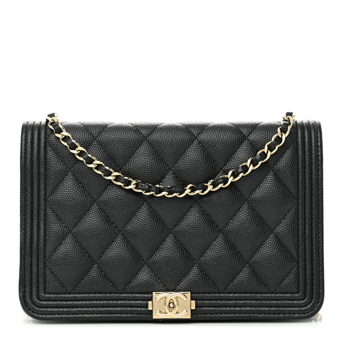 Caviar Quilted Boy Wallet On Chain WOC Black