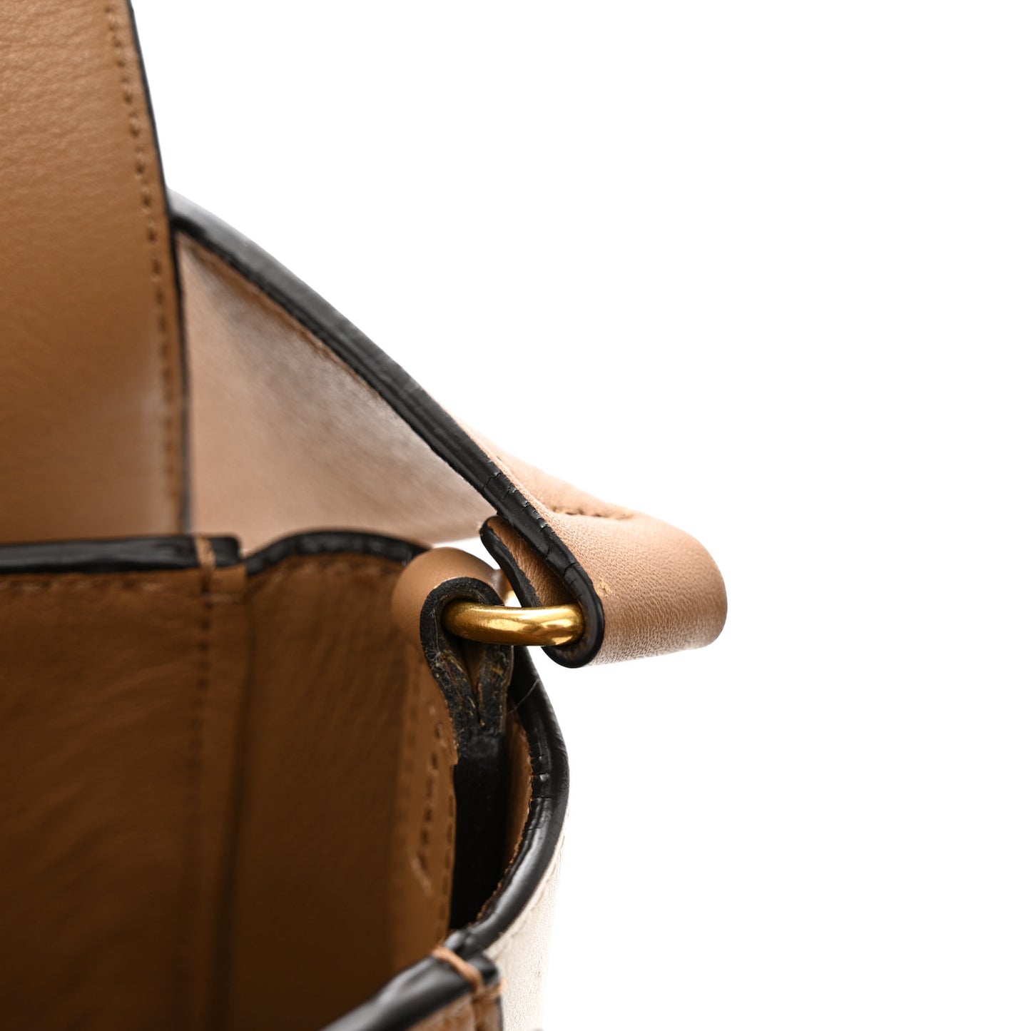 Shiny Smooth Calfskin Medium Frame Shoulder Bag Tan Optic White