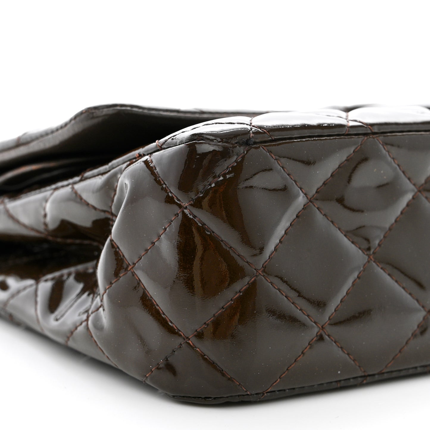 Patent Quilted Medium Double Flap Brown