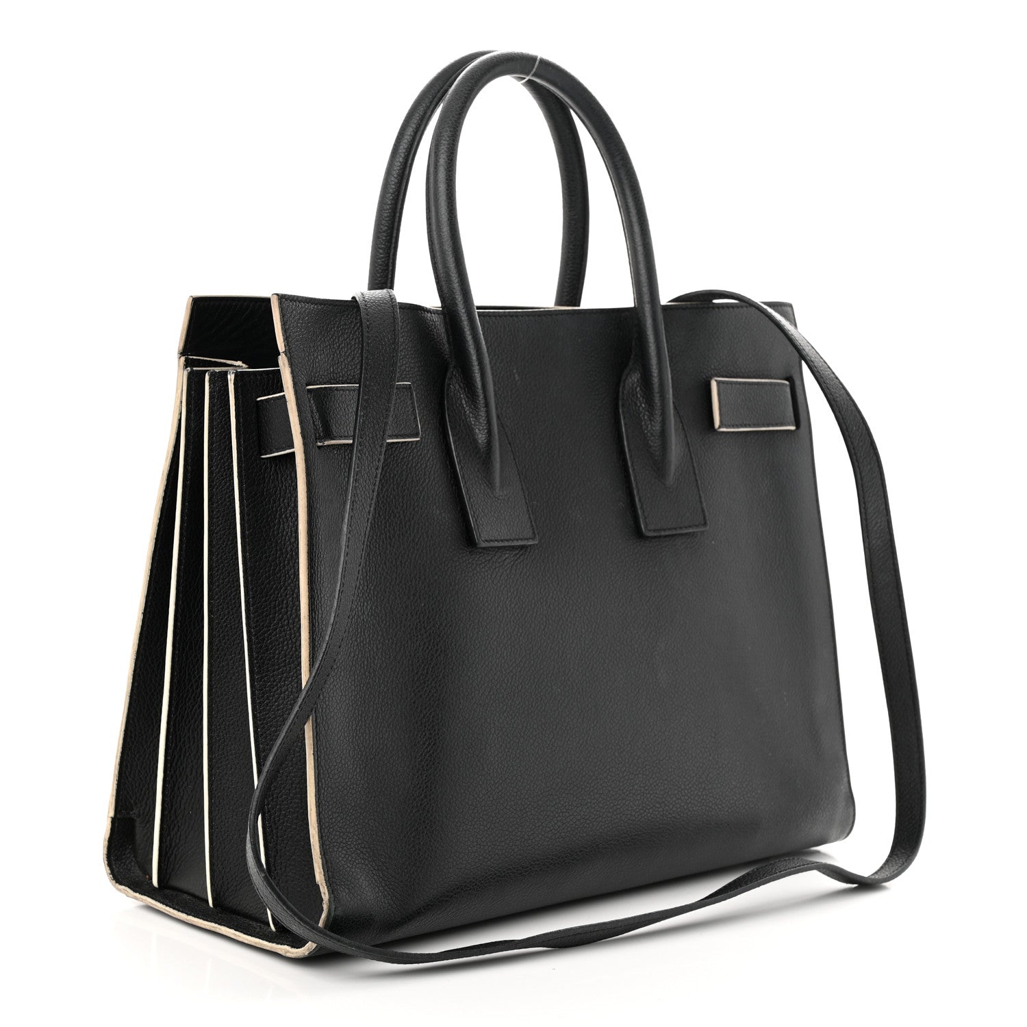 Saint Laurent Calfskin Small Sac De Jour Black White 3 of 13