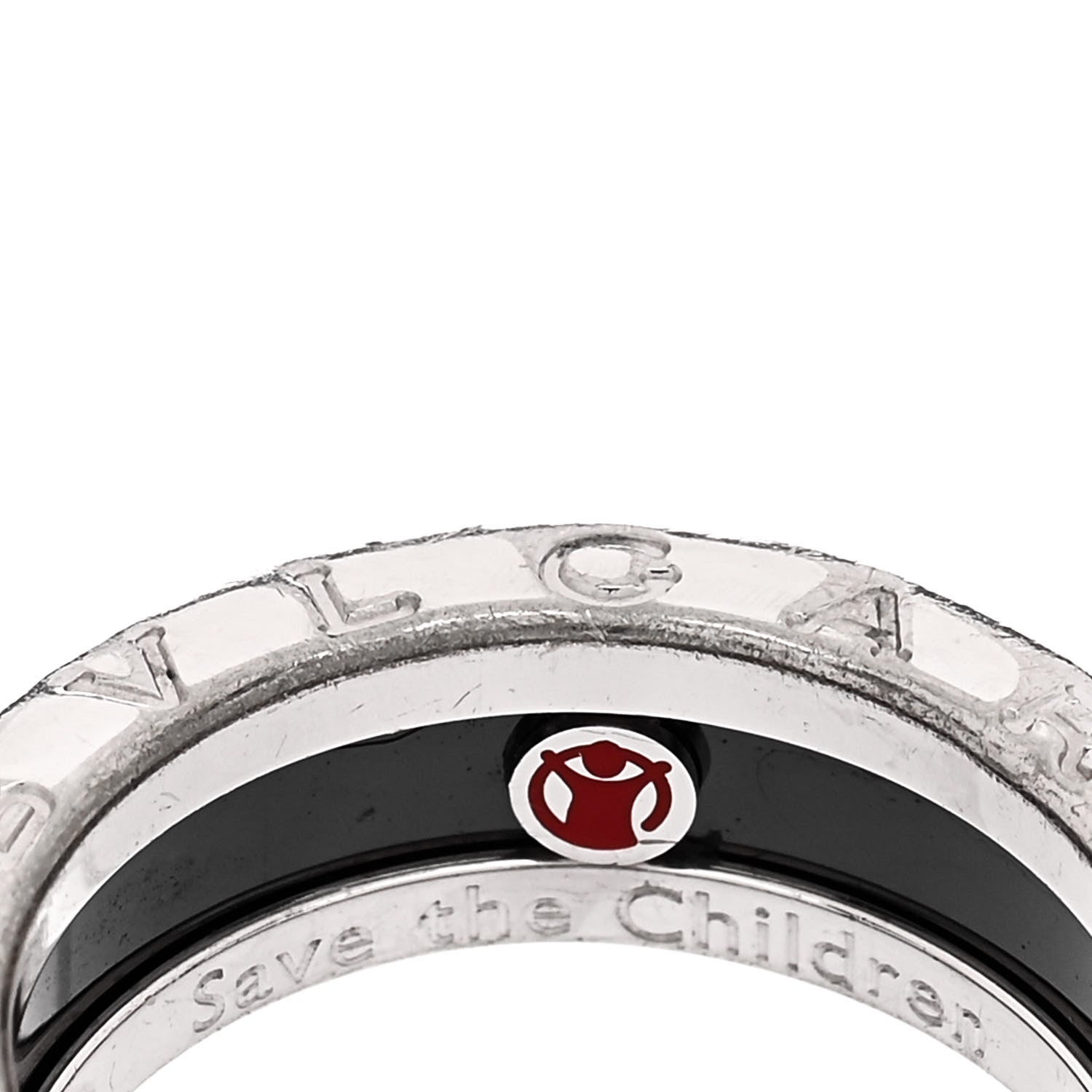 Bulgari Sterling Silver Ceramic Save The Children One-Band Ring 50 5.5 6 of 6