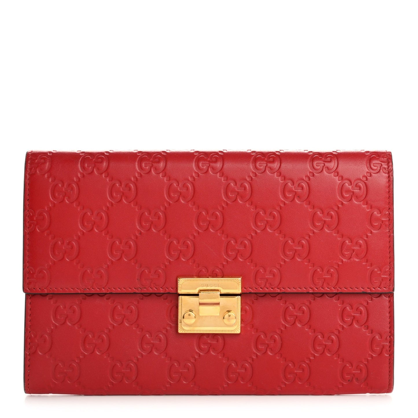 Guccissima Padlock Clutch Hibiscus Red