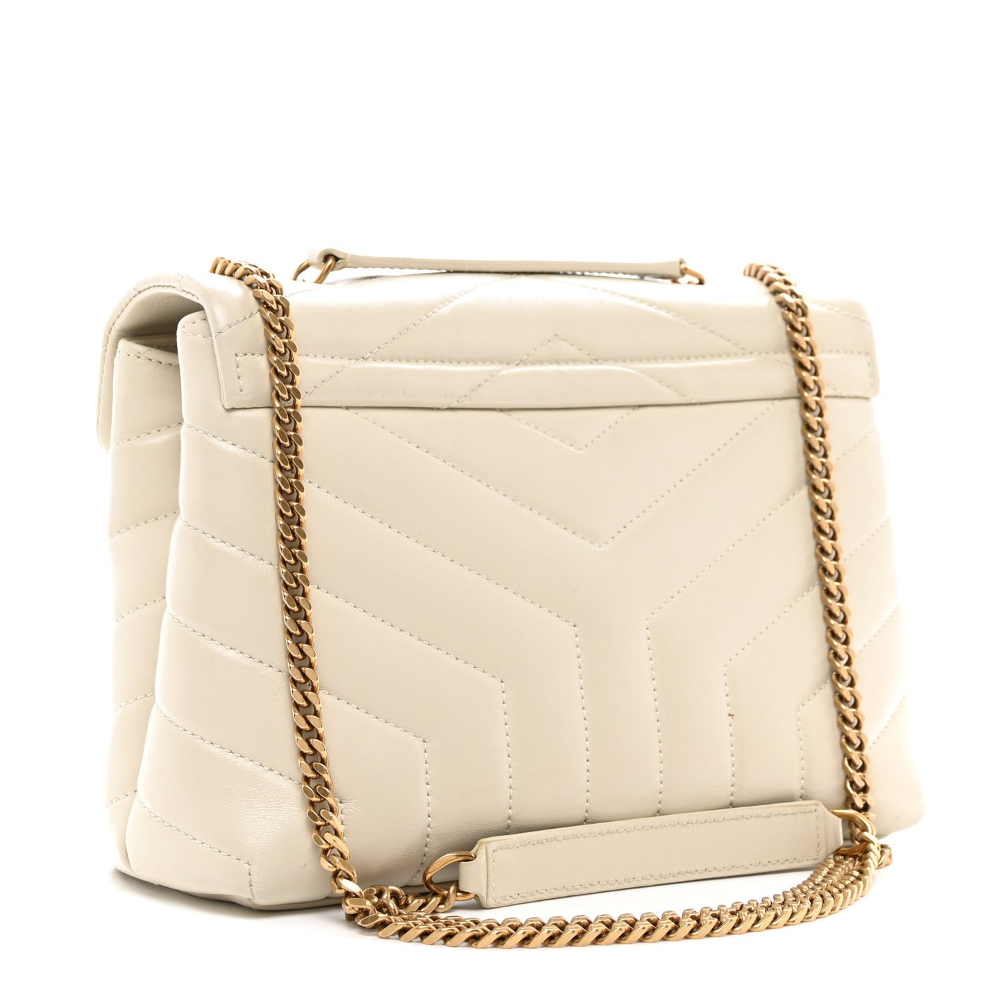 Calfskin Y Quilted Monogram Small Loulou Chain Satchel Crema Soft