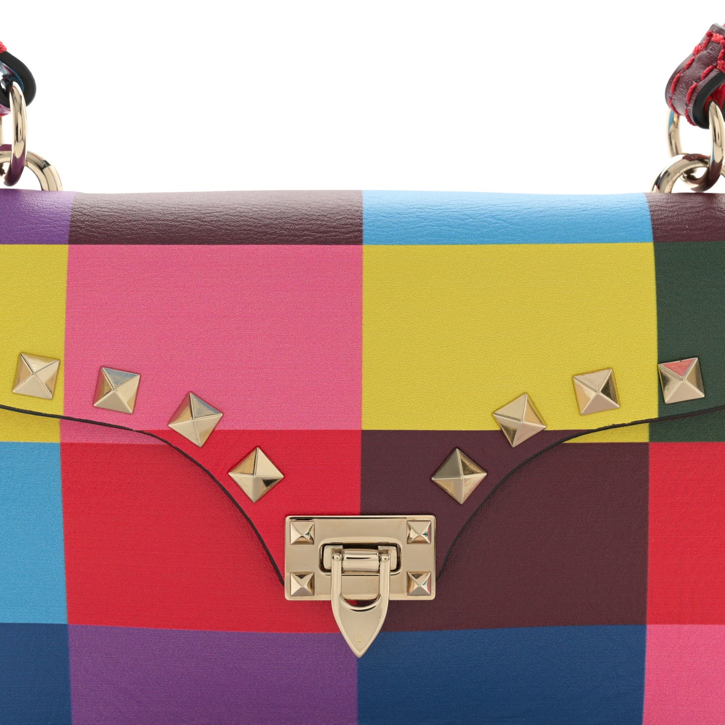 Vitello 1973 Rockstud Fliplock Clutch With Chain Multicolor