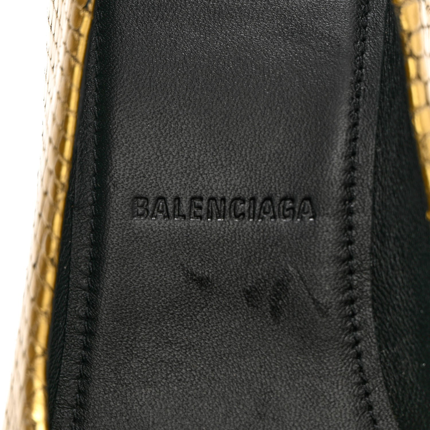 Balenciaga Metallic Calfskin Snakeskin Embossed Essex 110mm Pumps 37 Gold 6 of 13