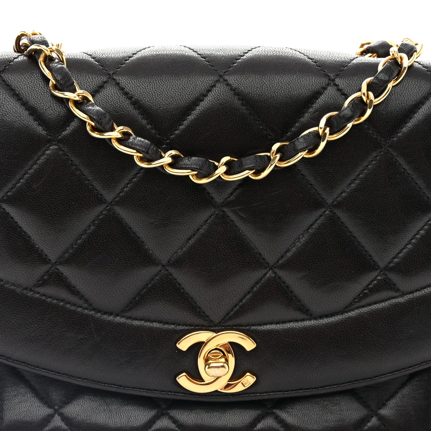 Lambskin Quilted Small Single Flap Black