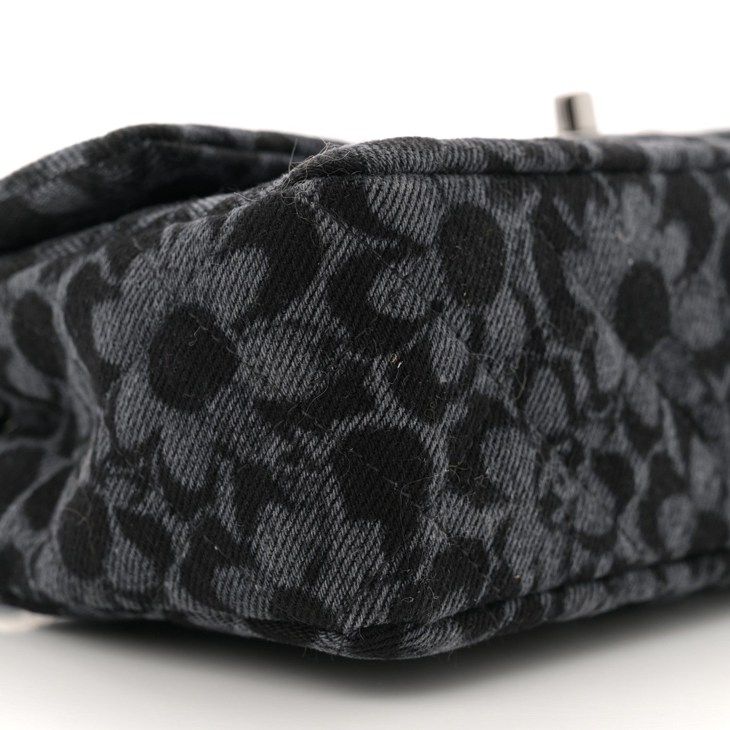 Chanel Printed Denim Quilted Flower Mini Rectangular Flap Black 9 of 11