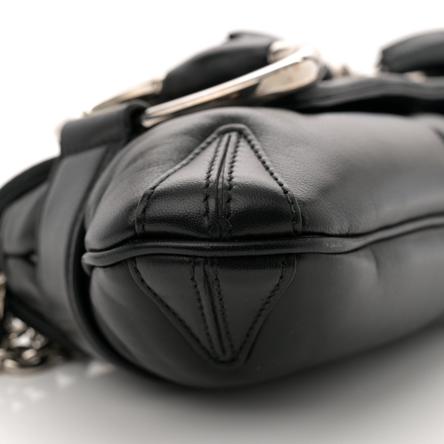 Nappa Vertical Matelasse Medium Maxi Horsebit Chain Shoulder Bag Black