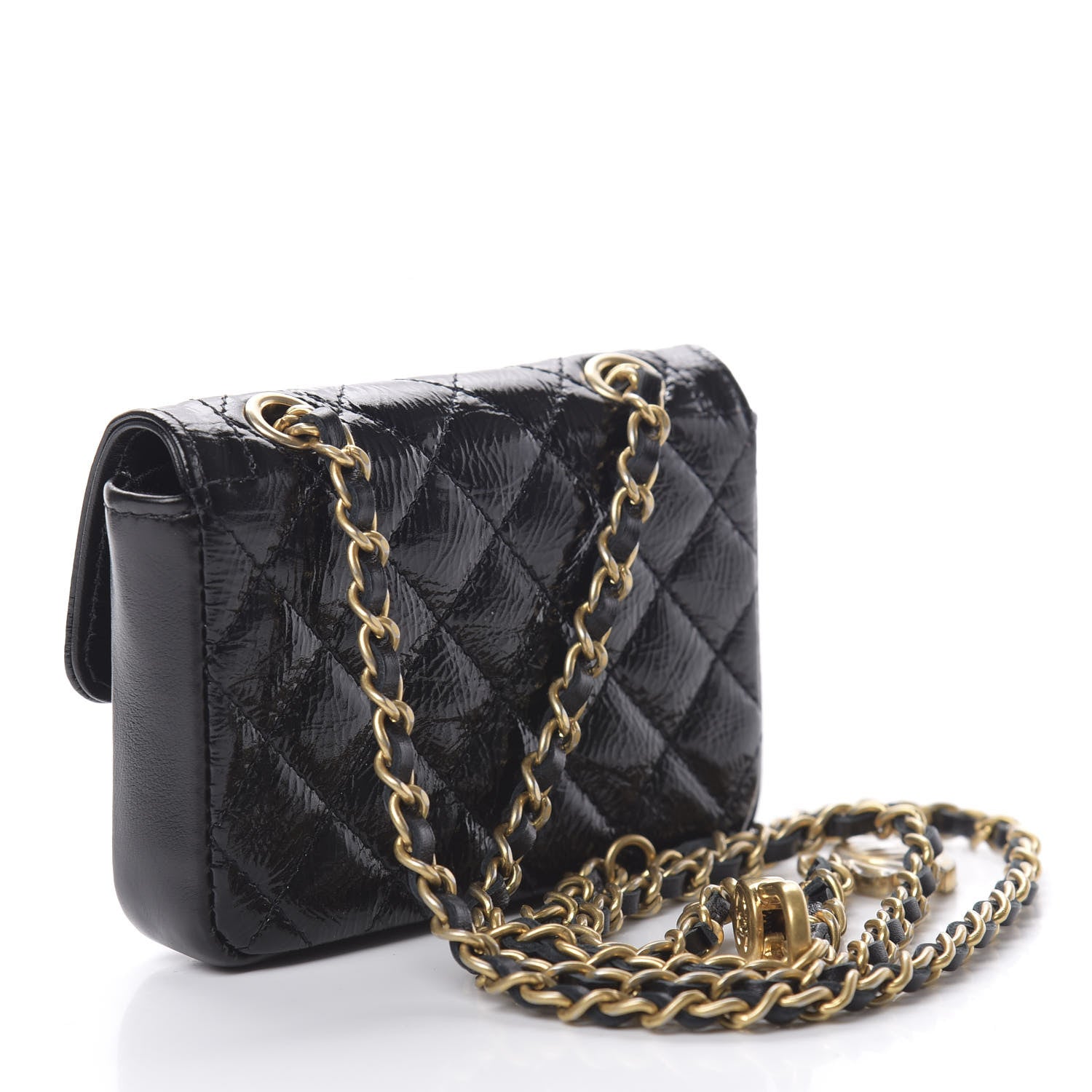 Chanel Shiny Aged Calfskin Quilted Waist Belt Bag Black 3 of 11