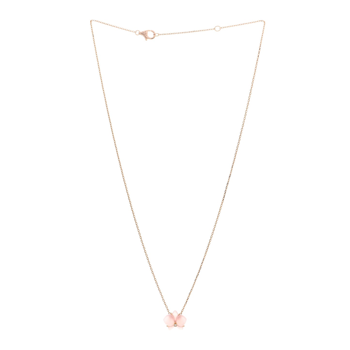 18K Pink Gold Rose Quartz Diamond Caresse D'Orchidees Par Cartier Pendant Necklace