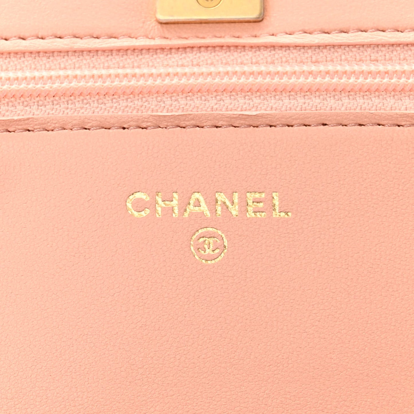 Lambskin Quilted Pearl Crush Wallet on Chain WOC Light Orange