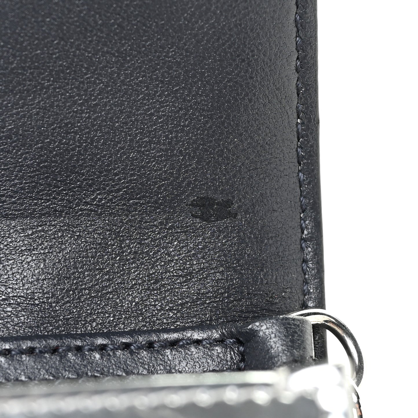 Metallic Patent Micro-Cannage Diorama Wallet on Chain Pouch Silver