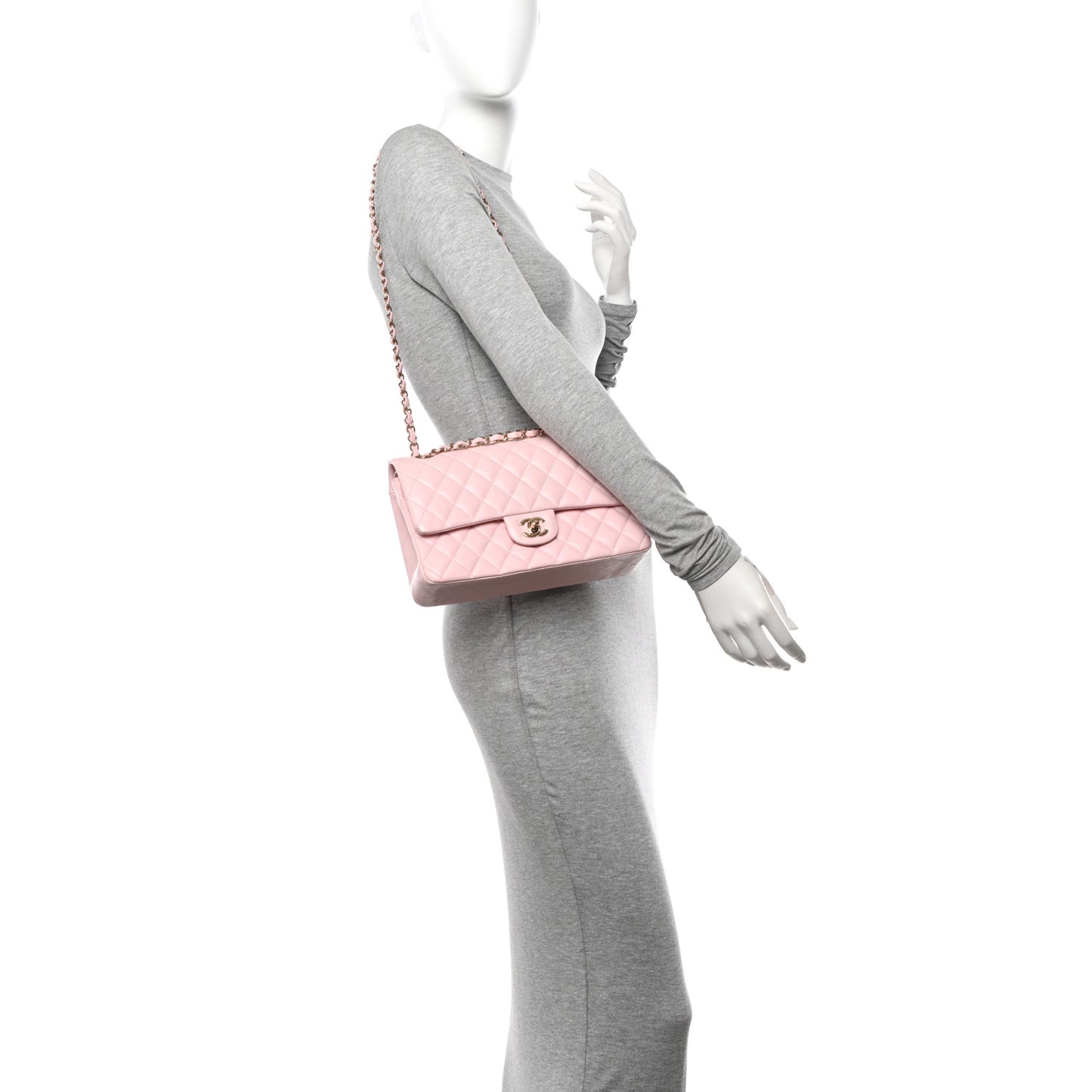 Caviar Quilted Medium Double Flap Light Pink