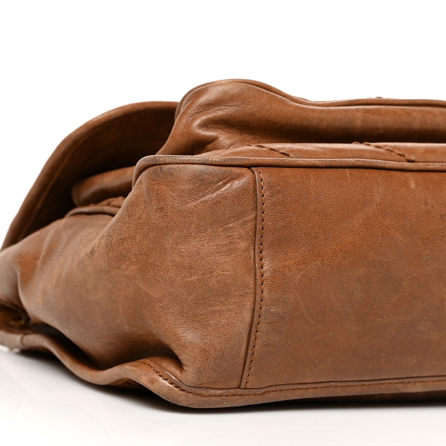 Crinkled Calfskin Matelasse Monogram Medium Niki Chain Satchel Brown