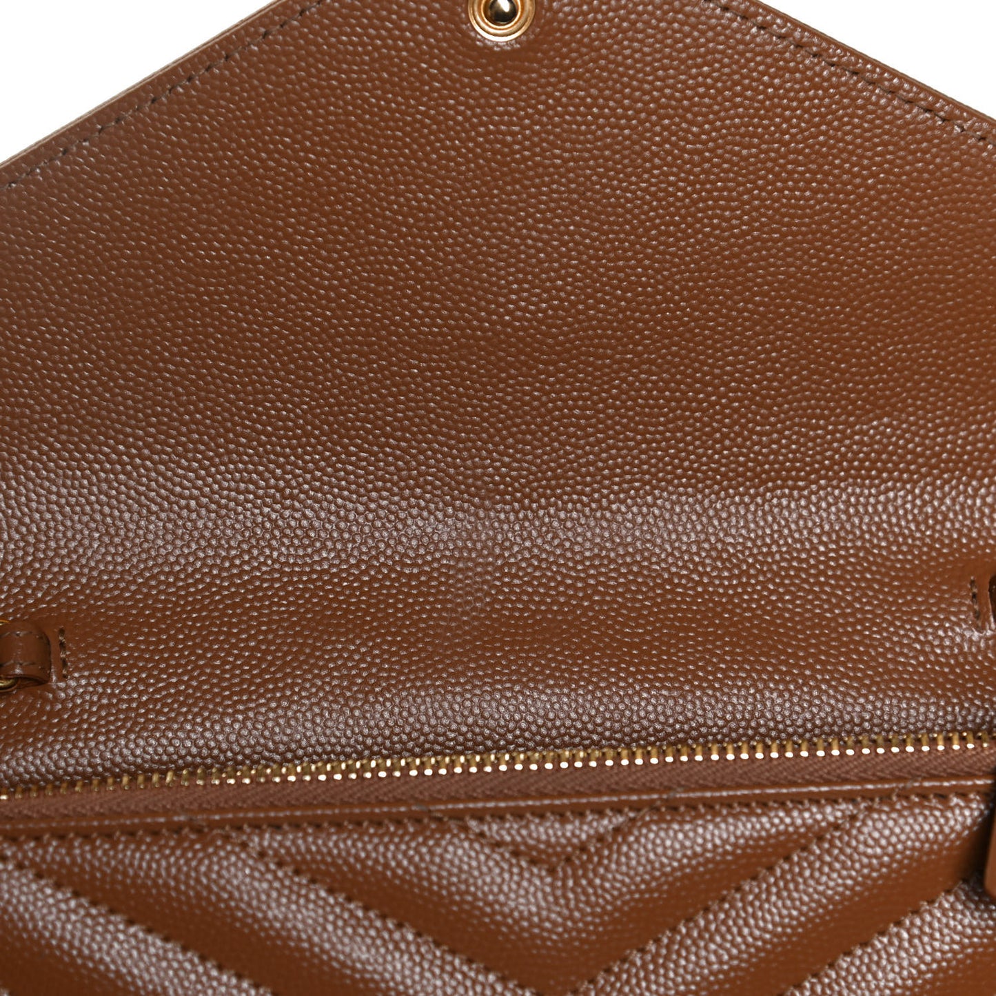 Grain De Poudre Matelasse Chevron Monogram Envelope Chain Wallet Natural Dark