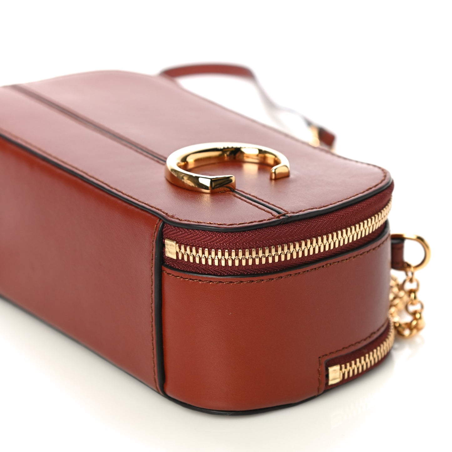 Shiny Calfskin Mini Vanity C Bag Sepia Brown