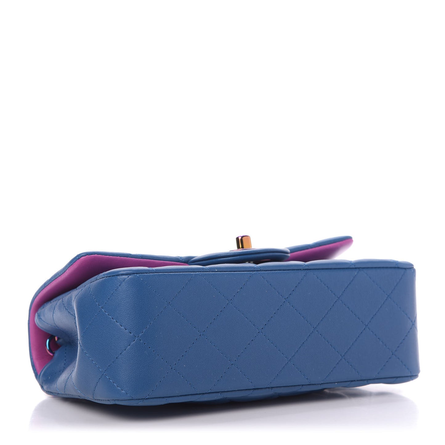 Lambskin Quilted Mini Rectangular Flap Blue Purple