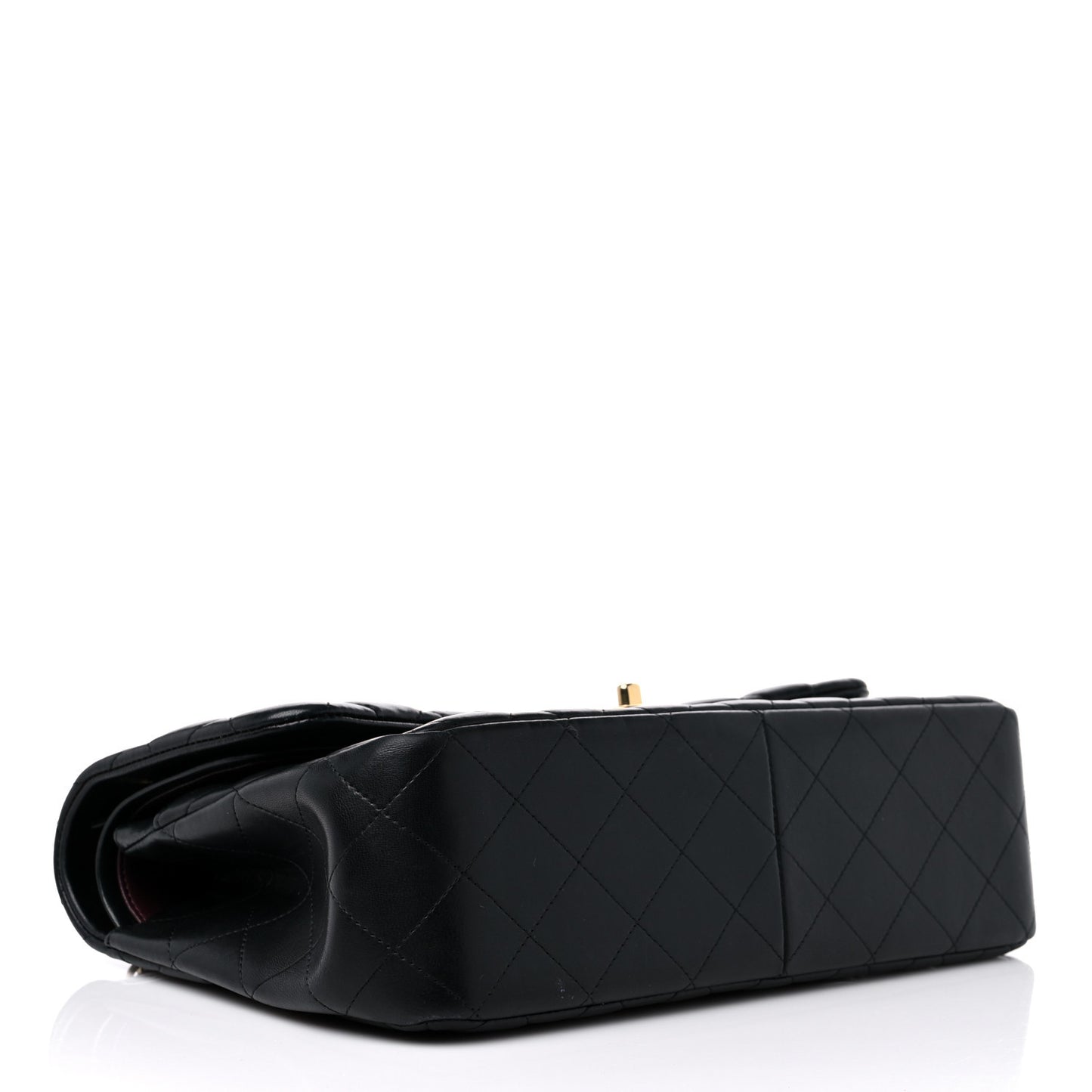 Lambskin Quilted Jumbo Double Flap Black