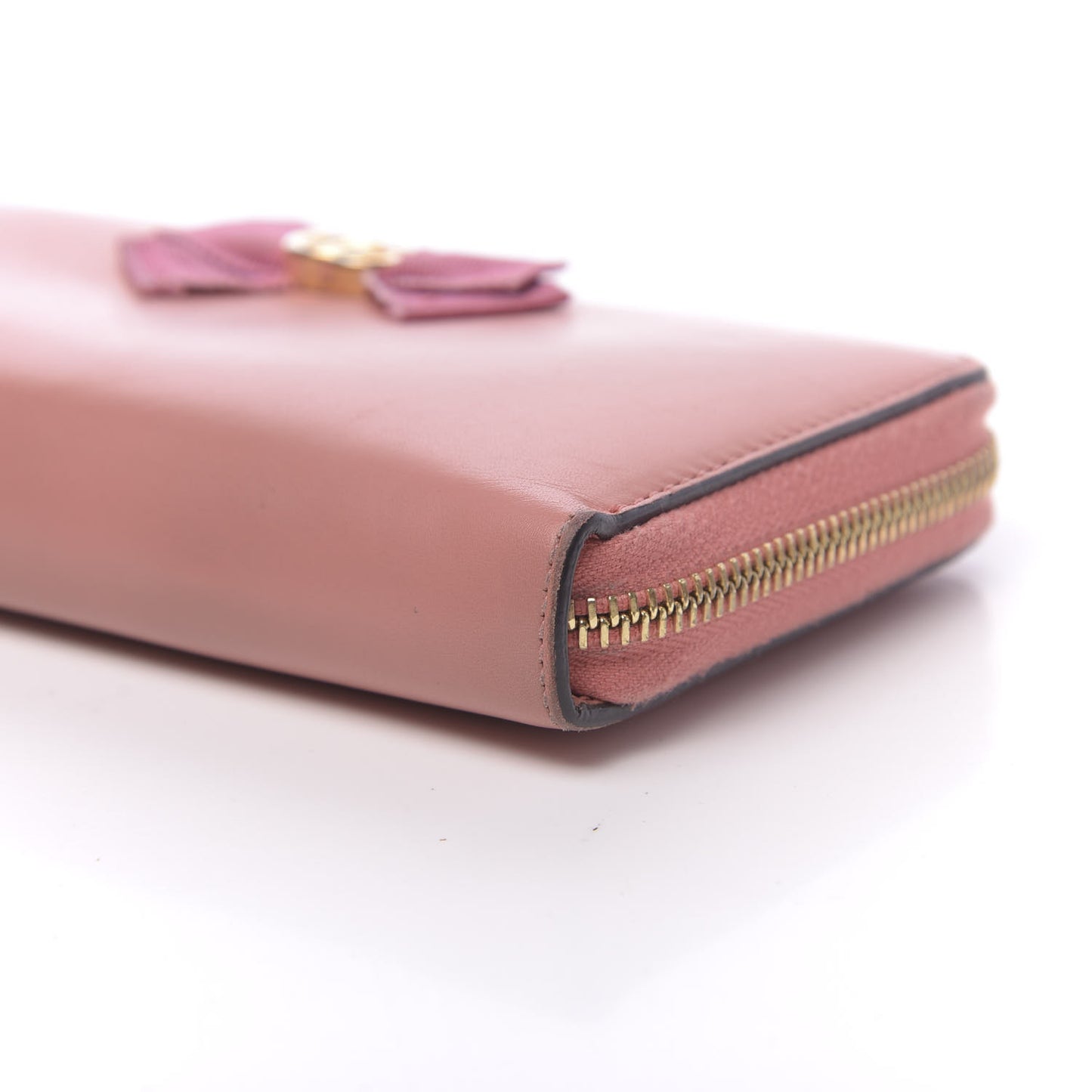 Lambskin GG Bow Zip Around Wallet Light Pink