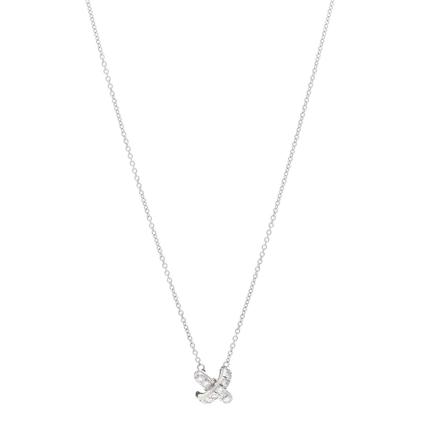 Platinum Diamond Cross Stitch Pendant Necklace