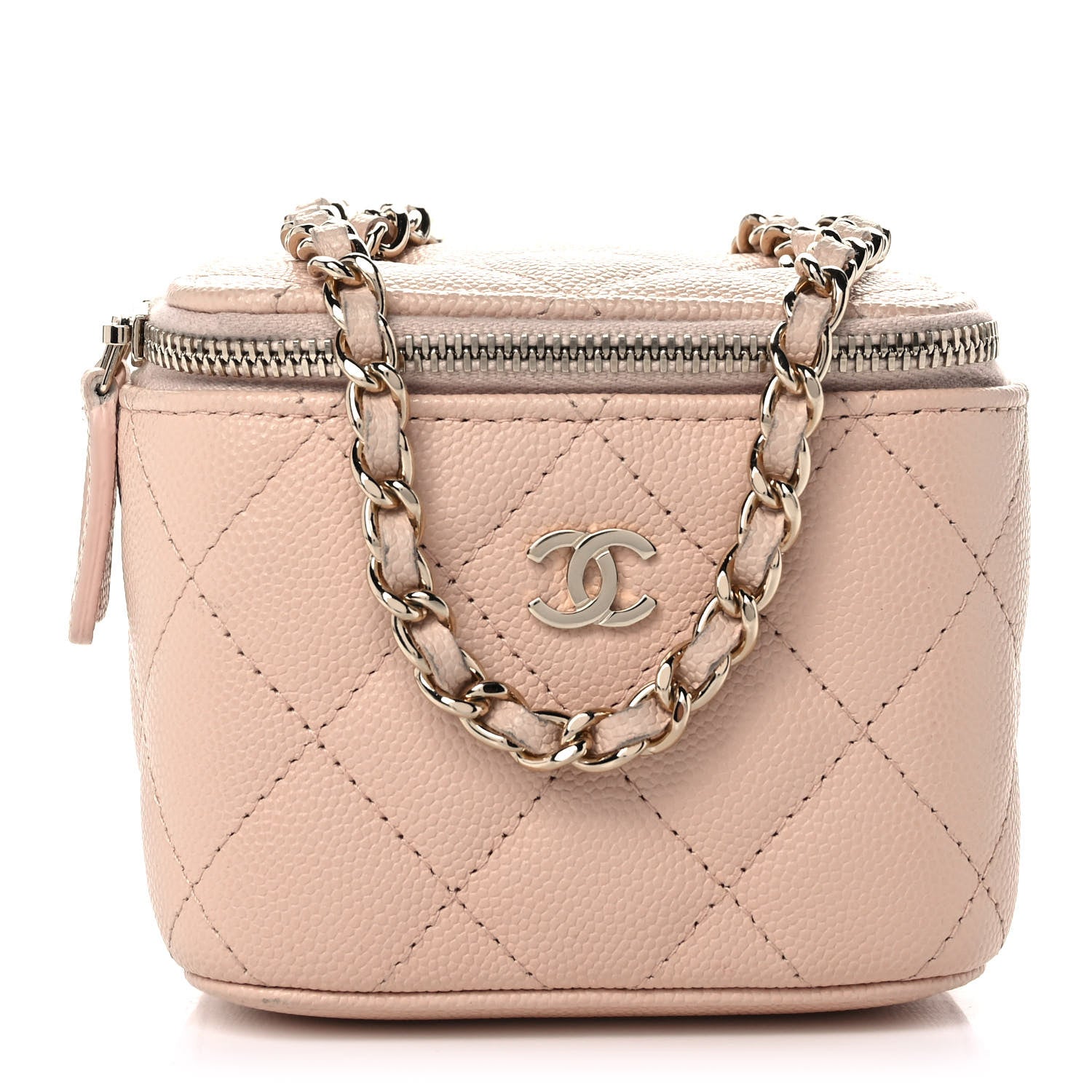 Chanel Caviar Quilted Mini Vanity Case With Chain Light Beige 1 of 9