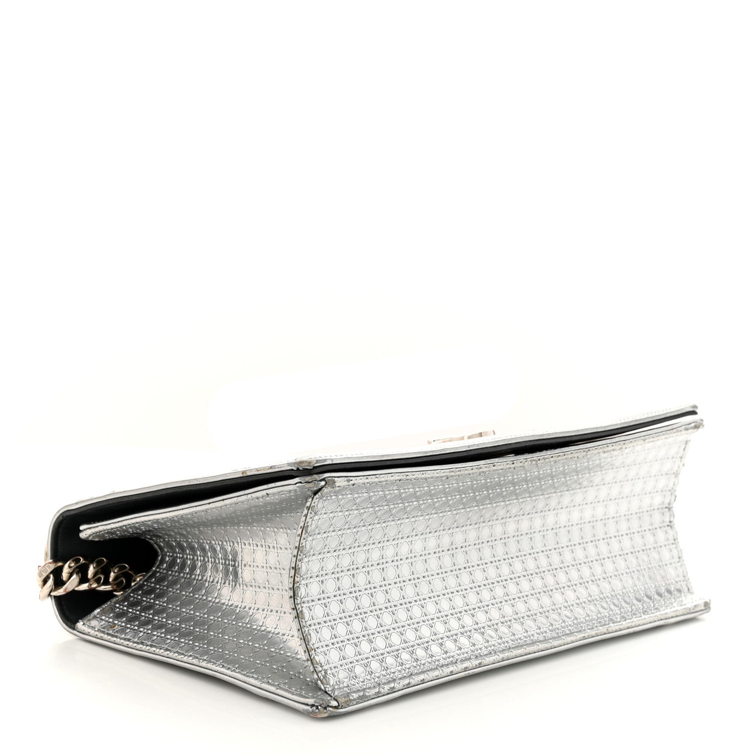 Christian Dior Metallic Patent Micro-Cannage Medium Diorama Flap Bag Silver 4 of 16