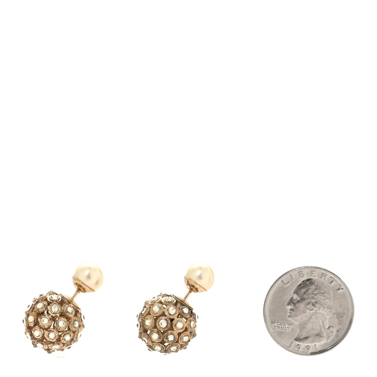 Christian Dior Crystal Pearl Dior Tribales Earrings Gold 2 of 4