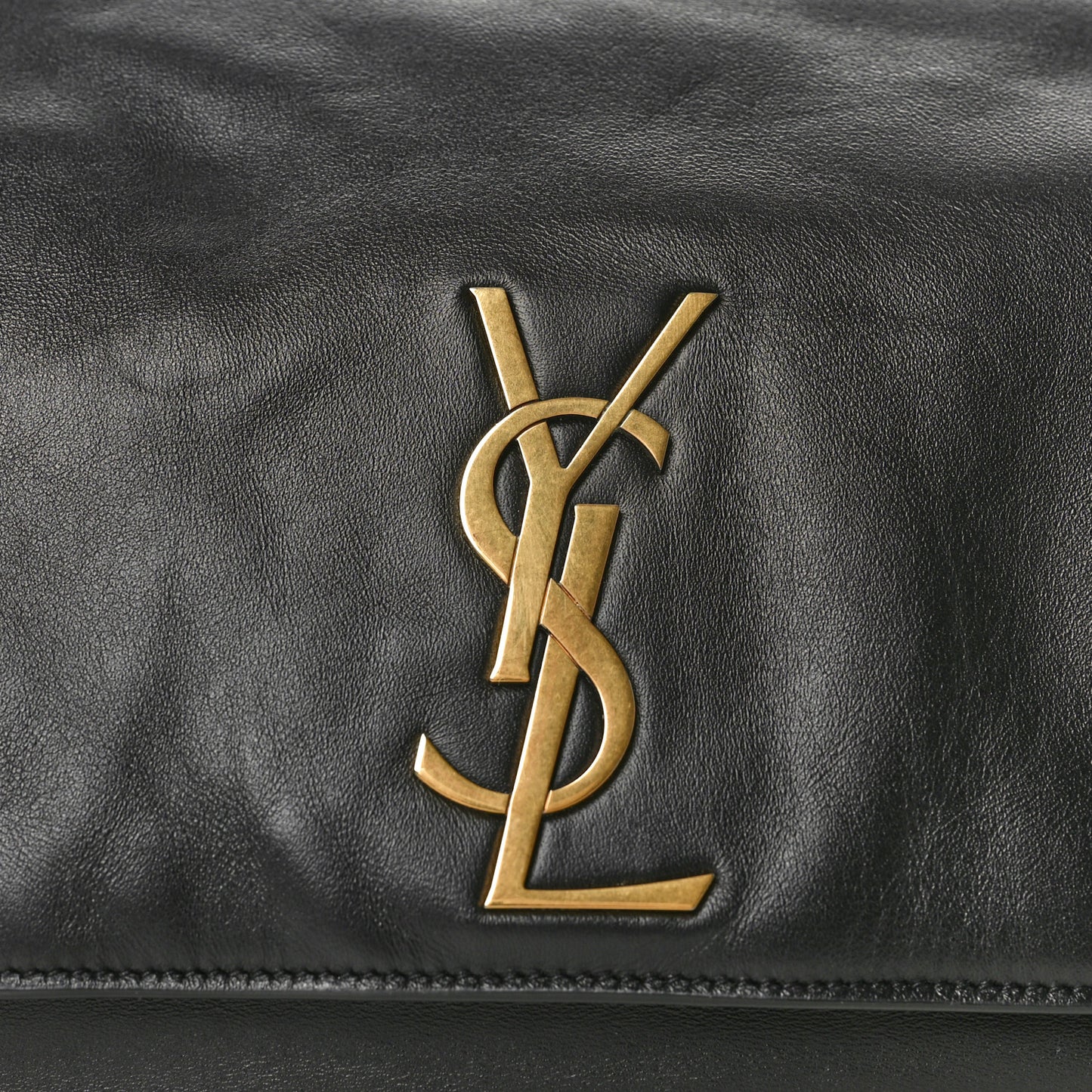 Smooth Calfskin Suede Medium Reversible Monogram Kate Satchel Black